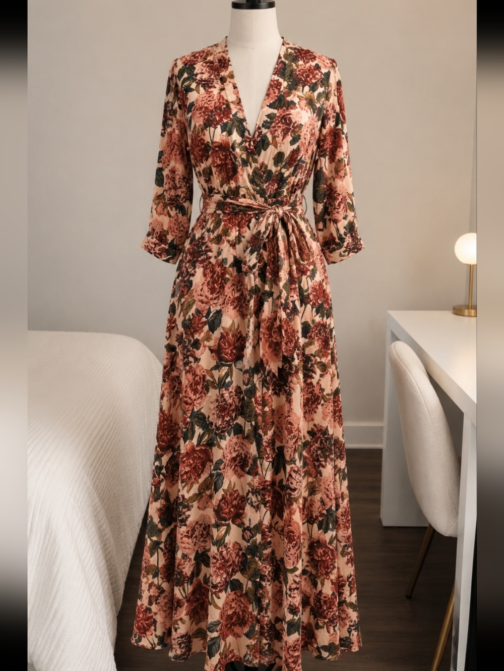 Mothers Day Sale Floral Wrap Maxi Dress - Blush Rose